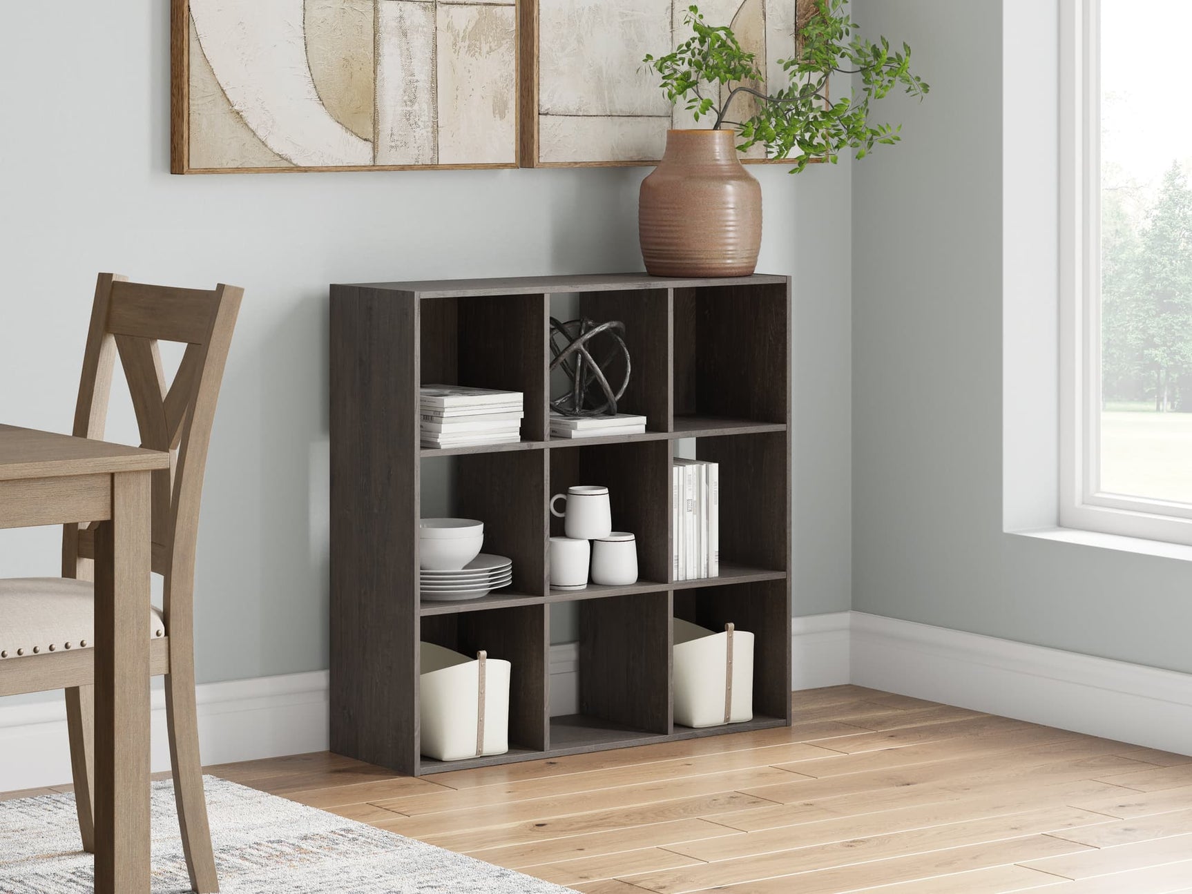 Piperton Charcoal Nine-Cube Organizer front angle view