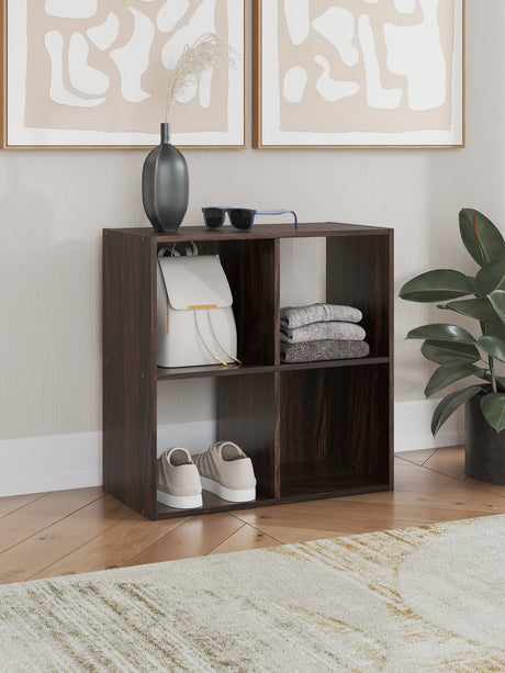 Glosmount four cube organizer front view in cherry light brown finish