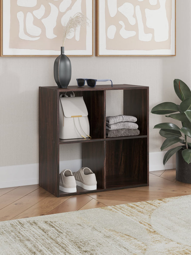 Glosmount four cube organizer front view in cherry light brown finish