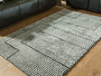 Kurtmen 5x7 black and ivory geometric area rug top view