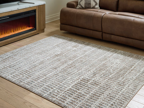 Fuadwick Multi 5'3" x 7' Area Rug front view showing striped pattern