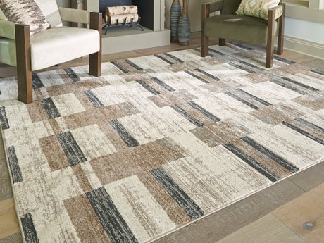 Alstone Multi 7'10" x 10' striped area rug front view