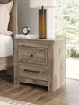 Rusticott Brown Nightstand angled front view with drawers closed