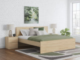 Onita Natural Queen Panel Platform Bed front view in natural finish