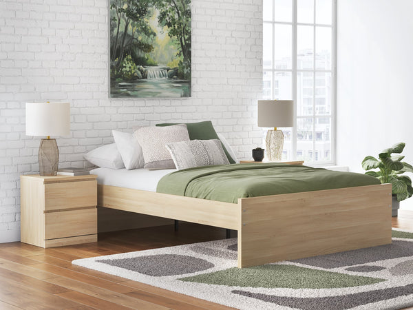 Onita Queen Platform Bed in natural finish, front view