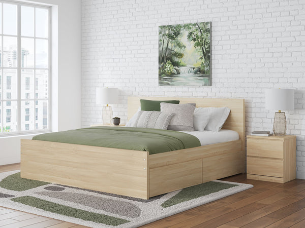 Onita Natural Finish King Panel Platform Bed front view