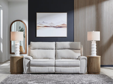 Social Pointe Pearl/Ash Chenille 2-Piece Power Reclining Loveseat front view
