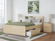 Onita Natural full panel platform bed with 2 side storage drawers front view
