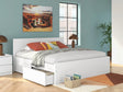 Onita White King Panel Platform Bed front view with headboard