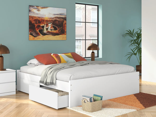 Onita white king platform bed front view