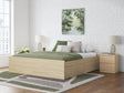 Onita Natural King Platform Bed with 2 Side Storage front angle