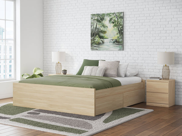 Onita Natural King Platform Bed with 2 Side Storage front angle