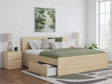 Onita Natural King Panel Platform Bed with Storage, angled front view