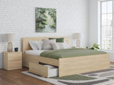 Onita Natural King Panel Platform Bed with Storage, angled front view