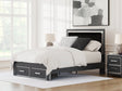Zuraleus Black Queen Upholstered Panel Storage Bed front view