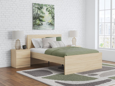 Onita Natural Finish Full Panel Platform Bed front view
