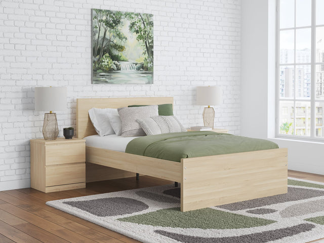 Onita Natural Finish Full Panel Platform Bed front view