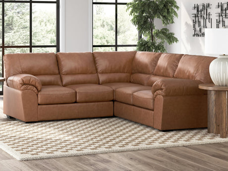 WillowBend Caramel Faux Leather 2-Piece Sectional sofa main view