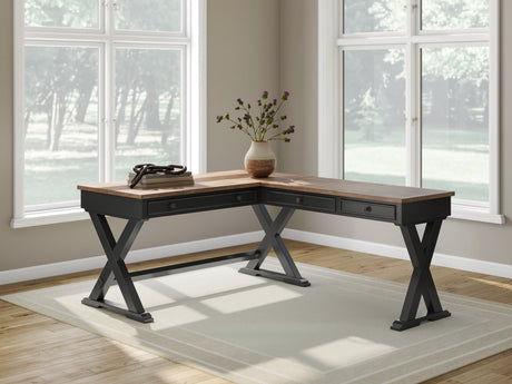 Wildenauer Home Office Desk front view showing butcher block veneer top