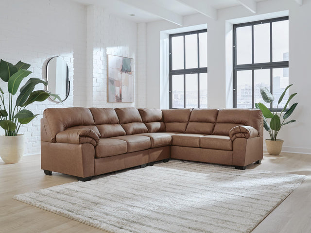 WillowBend Caramel Faux Leather 3-Piece Sectional Sofa front view