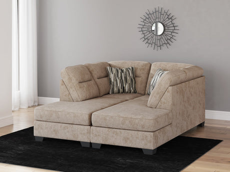 Olten Mocha Chenille 2-Piece Super Chaise sectional front view in mocha color upholstery