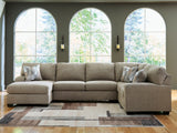 Newellen 3-Piece Sectional Sofa with Chaise in hemp chenille, main front view