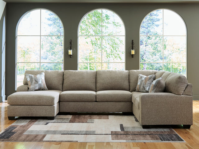 Newellen 3-Piece Sectional Sofa with Chaise in hemp chenille, main front view