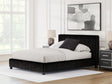 Zuraleus Black Queen Upholstered Panel Bed angled side view