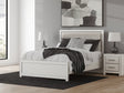 Zuraleus white queen upholstered panel bed angled view