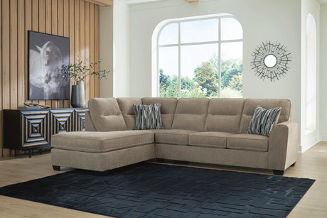 Olten Mocha Chenille 2-Piece Sectional Sofa with chaise, main front view