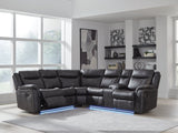 Sultan Meadow Carbon Faux Leather 2-Piece Reclining Sectional front angle