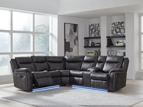 Sultan Meadow Carbon Faux Leather 2-Piece Reclining Sectional front angle