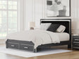 Zuraleus Black King Upholstered Panel Storage Bed front angle