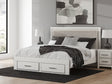 Zuraleus White King Upholstered Panel Storage Bed front angle
