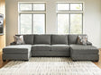 Front view of Clarington Greystone Chenille 3-Piece Sectional Sofa with Double Chaise