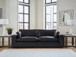 Emilia Black Leather 2-Piece Sectional Loveseat front view