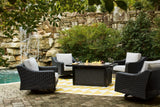 Beachcroft outdoor fire pit table and 4 chairs set front view