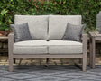 Hillside Gray/Brown Barn outdoor loveseat with two chairs and coffee table seating set