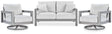 Hurley Gray Park outdoor loveseat and two lounge chairs set front view