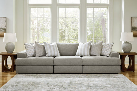 Avaliyah Ash Chenille 3-Piece Sectional Sofa front view showing entire sectional