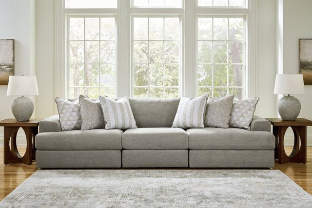 Avaliyah Ash Chenille 3-Piece Sectional Sofa front view showing entire sectional