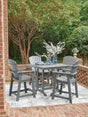 Sanctuary dark gray outdoor counter height dining table with 4 matching barstools set