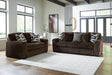main view of Midnight Madness Chocolate Sofa and Loveseat furniture set