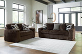 main view of Midnight Madness Chocolate Sofa and Loveseat furniture set