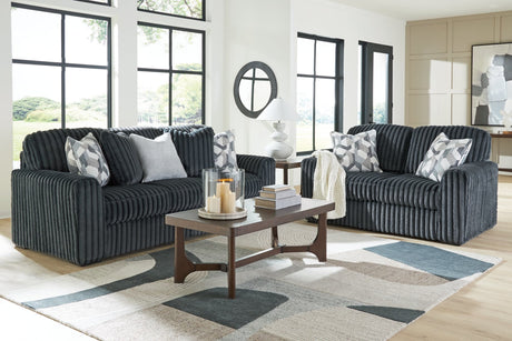 Midnight Madness Gunmetal Sofa and Loveseat set main view