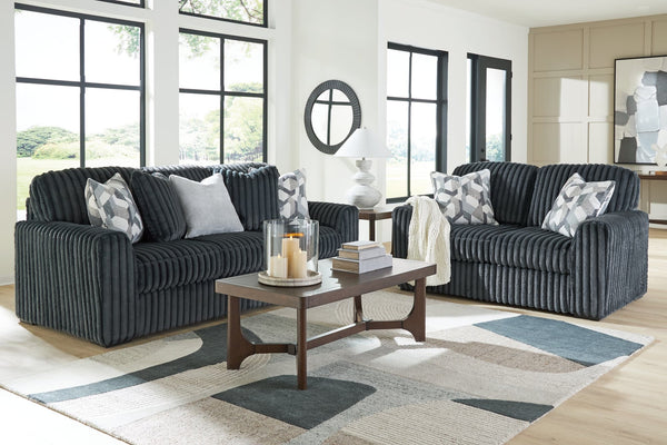 Midnight Madness Gunmetal Sofa and Loveseat set main view