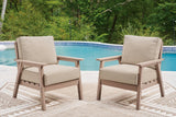 Grover Driftwood Beach outdoor sofa set with lounge chairs front view
