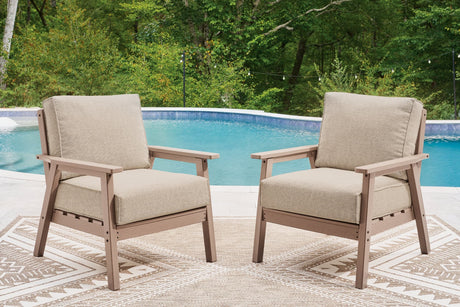 Grover Driftwood Beach outdoor sofa set with lounge chairs front view
