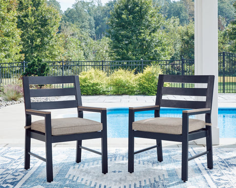 East Navy Blue and Driftwood Beach Outdoor Dining Table with 6 Chairs - front view