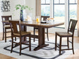 Rylandeen counter height dining table and four matching barstools, front view